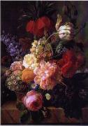 unknow artist, Floral, beautiful classical still life of flowers.064